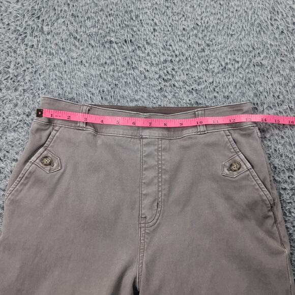 Spanx Pants Women Medium Beige Stretch Twill Wide Leg Pull On Khaki Cropped - Picture 6 of 10